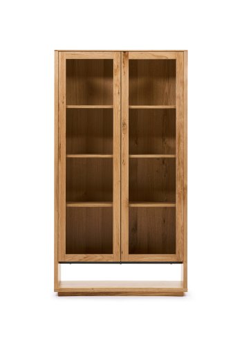 KAVE HOME Alguema vitrineskap, m. 2 drer og hyller - naturlig eikefiner