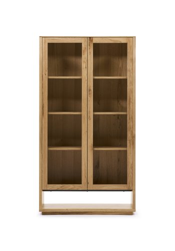 KAVE HOME Alguema vitrineskap, m. 2 drer og hyller - naturlig eikefiner
