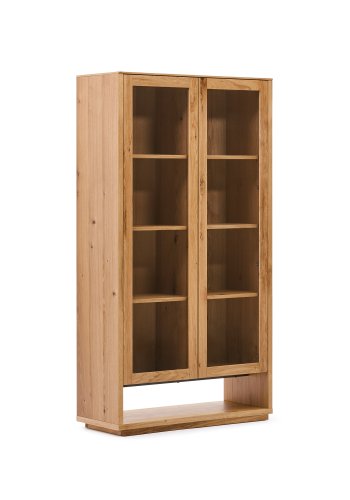 KAVE HOME Alguema vitrineskap, m. 2 drer og hyller - naturlig eikefiner