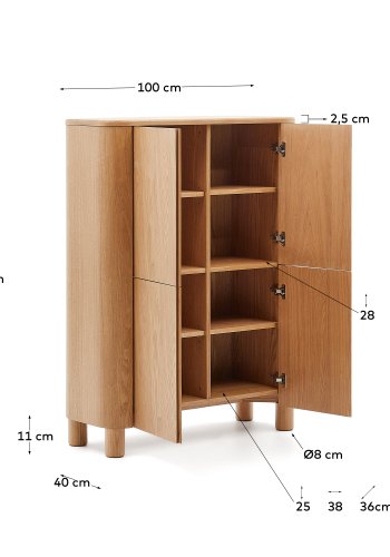 KAVE HOME Salaya hy skjenk i askfiner, 100 x 134 cm