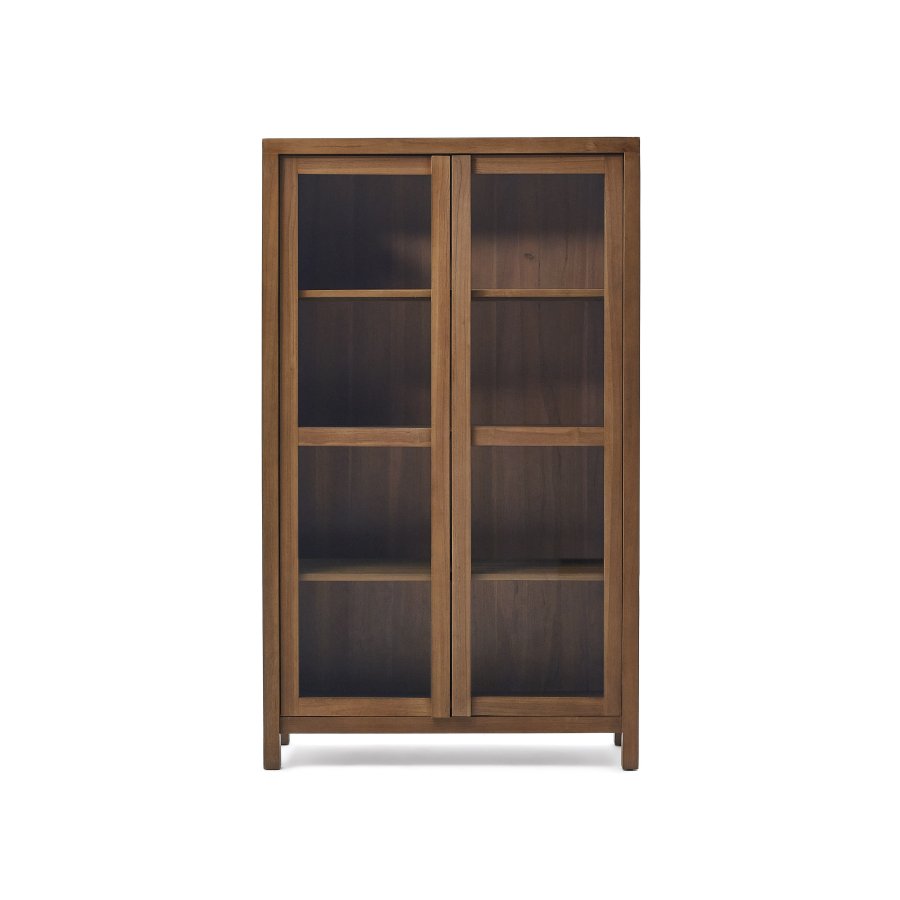KAVE HOME Sashi vitrineskap, m. 2 glassdrer og 3 hyller - naturlig teak