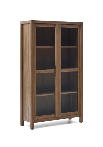 KAVE HOME Sashi vitrineskap, m. 2 glassdrer og 3 hyller - naturlig teak