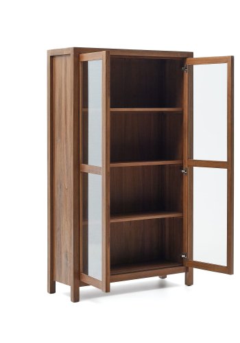 KAVE HOME Sashi vitrineskap, m. 2 glassdrer og 3 hyller - naturlig teak