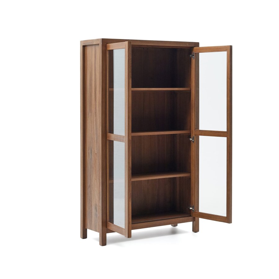 KAVE HOME Sashi vitrineskap, m. 2 glassdrer og 3 hyller - naturlig teak