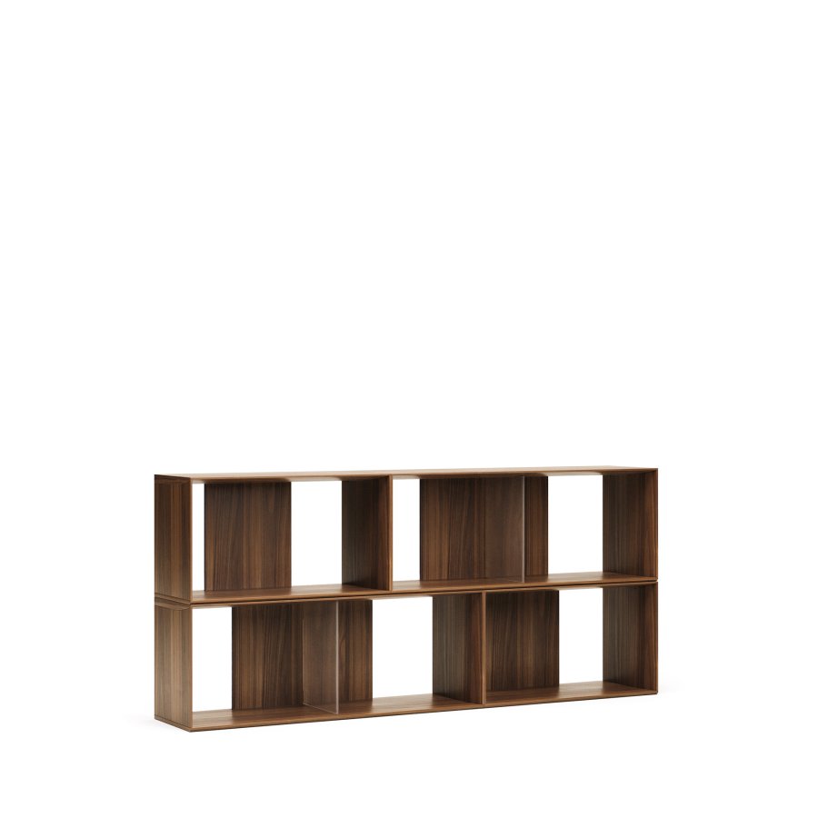 KAVE HOME Litto modulr bokhylle, rektangulr - brun valnttfiner (168x76) (sett med 4)