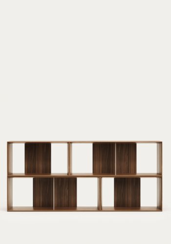 KAVE HOME Litto modulr bokhylle, rektangulr - brun valnttfiner (168x76) (sett med 4)