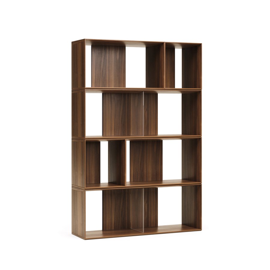 KAVE HOME Litto modulr bokhylle, rektangulr - brun valnttfiner (101x152) (sett med 6)