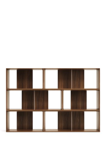 KAVE HOME Litto modulr bokhylle, rektangulr - brun valnttfiner (168x114) (sett med 6)
