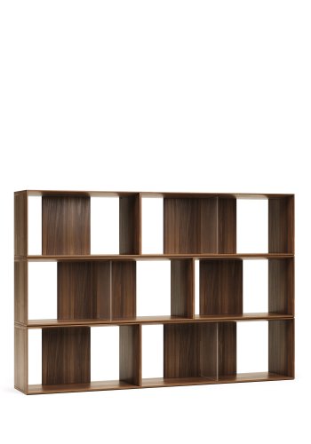 KAVE HOME Litto modulr bokhylle, rektangulr - brun valnttfiner (168x114) (sett med 6)