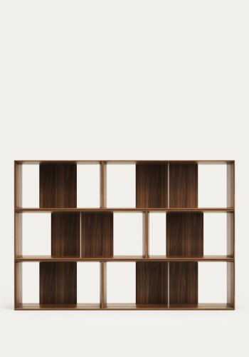 KAVE HOME Litto modulr bokhylle, rektangulr - brun valnttfiner (168x114) (sett med 6)