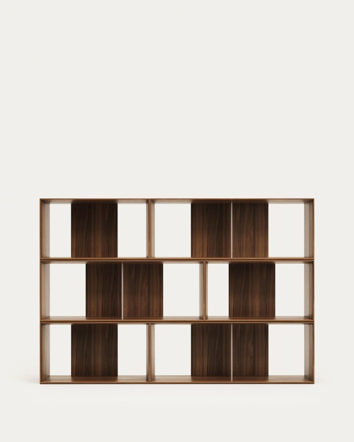 KAVE HOME Litto modulr bokhylle, rektangulr - brun valnttfiner (168x114) (sett med 6)