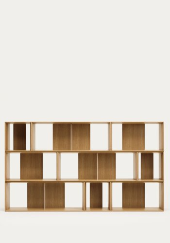 KAVE HOME Litto modulr bokhylle, rektangulr - brun eikefiner (202x114) (sett med 9)