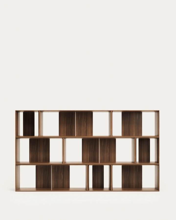 KAVE HOME Litto modulr bokhylle, rektangulr - brun valnttfiner (202x114) (sett med 9)