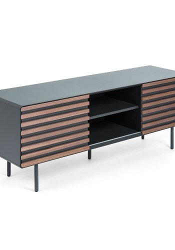KAVE HOME Mahon TV-bord - valnttfiner og grsvart tre, m. 2 drer og 2 hyller