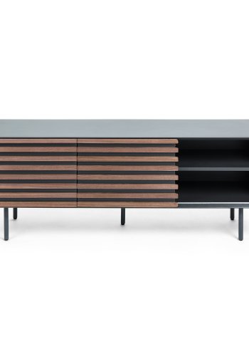 KAVE HOME Mahon TV-bord - valnttfiner og grsvart tre, m. 2 drer og 2 hyller