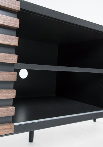 KAVE HOME Mahon TV-bord - valnttfiner og grsvart tre, m. 2 drer og 2 hyller