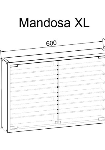 VCM NORDIC Mandosa XL Hängeschrank, m. 2 Türen und 6 Einlegeböden – Glas und weißes Holz