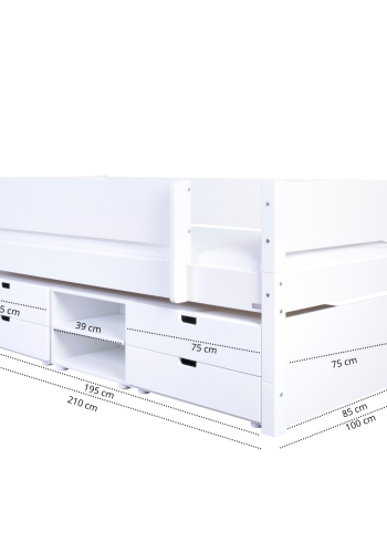 Manis-H Ariel enkels�ng med designs�ngbord och f�rvaring - 200 cm - 90x200