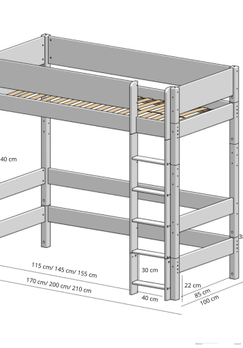 Manis-H&nbsp;Gefion H�jseng med design sengehest - 160 cm&nbsp;-&nbsp;90x160