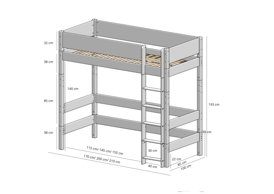 Manis-H&nbsp;Gefion H�jseng med design sengehest - 160 cm&nbsp;-&nbsp;90x160
