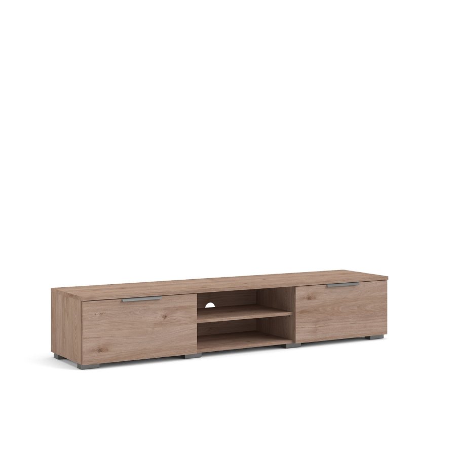 TVILUM Match TV-Tisch, mit 1 Regal und 2 Schubladen - Naturfolie und Kunststoff (172,7x39,9)