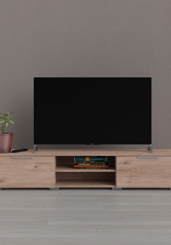 TVILUM Match TV-Tisch, mit 1 Regal und 2 Schubladen - Naturfolie und Kunststoff (172,7x39,9)