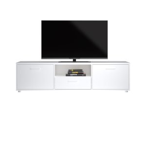 TVILUM Media TV-bord, m. 2 luckor och 1 lda - vit folie/spnskiva (147,2x39,8)