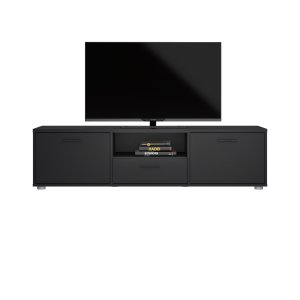 TVILUM Media TV-bord, m. 2 luckor och 1 lda - svart melamin/spnskiva (147,2x39,8)