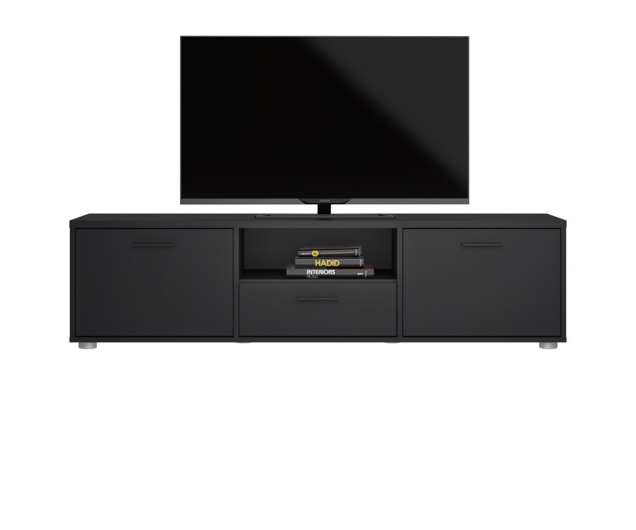 TVILUM Media TV-bord, m. 2 lger og 1 skuffe - sort melamin/spnplade (147.2x39.8)