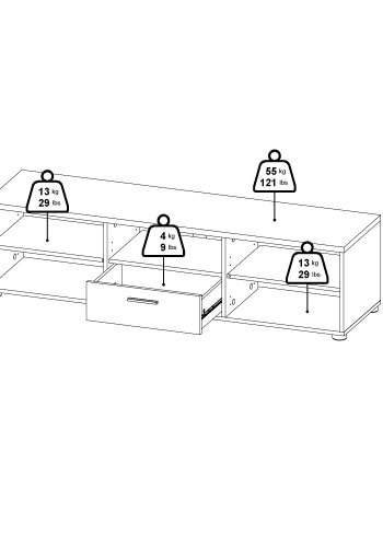 TVILUM Media TV-bord, m. 2 lger og 1 skuffe - sort melamin/spnplade (147.2x39.8)