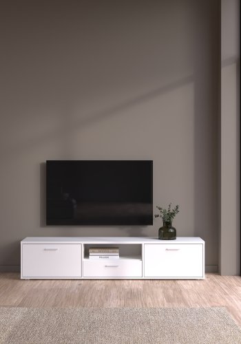 TVILUM Media TV-bord, m. 2 lger og 1 skuffe - hvid folie/spnplade (177.2x39.8)
