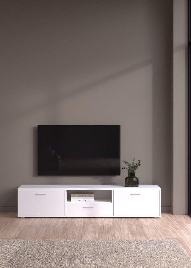 TVILUM Media TV-bord, m. 2 lger og 1 skuffe - hvid folie/spnplade (177.2x39.8)