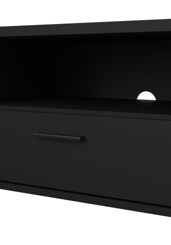 TVILUM Media TV-bord, m. 2 l�ger og 1 skuffe - mat sort melamin/sp�nplade (177.2x39.8)