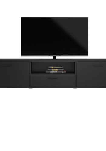 TVILUM Media TV-bord, m. 2 lger og 1 skuffe - mat sort melamin/spnplade (177.2x39.8)