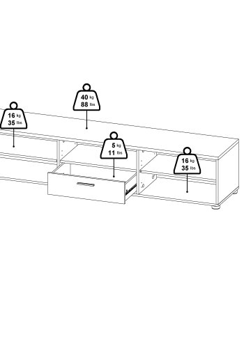 TVILUM Media TV-bord, m. 2 lger og 1 skuffe - mat sort melamin/spnplade (177.2x39.8)