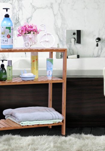 SONGMICS BCB33Y bambusreol til badev�relse/k�kken/skohylde, 60 x 26 x 66 cm. Ideel til badev�relset, stuen, gangen, k�kkenet eller altanen.