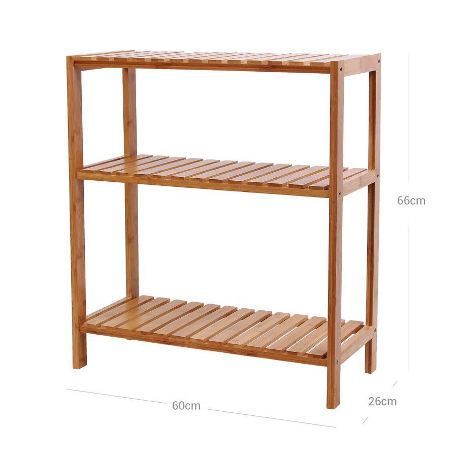 SONGMICS BCB33Y bambusreol til badev�relse/k�kken/skohylde, 60 x 26 x 66 cm. Ideel til badev�relset, stuen, gangen, k�kkenet eller altanen.