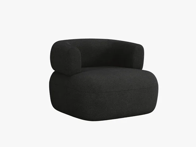 MICADONI Jenny lenestol, m armlener, 1 sete - svart boucl og sort plast