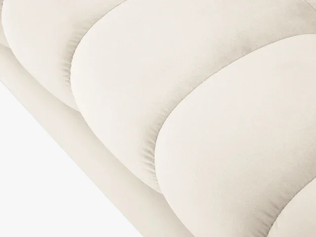 MICADONI Mamaia benk,, 2 seter, rektangulr - beige flyel og gullmetall (62x133x41)