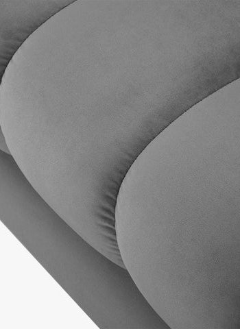 MICADONI Mamaia benk,, 2 seter, rektangulr - gr flyel og gullmetall (62x133x41)