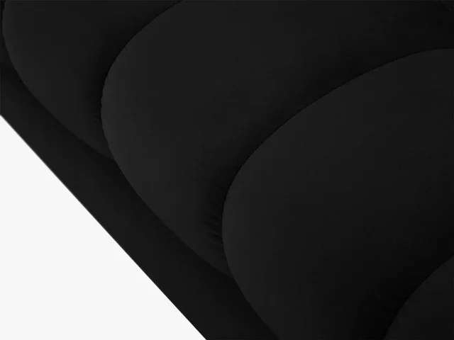 MICADONI Mamaia benk,, 2 seter, rektangulr - svart flyel og svart metall (62x133x41)