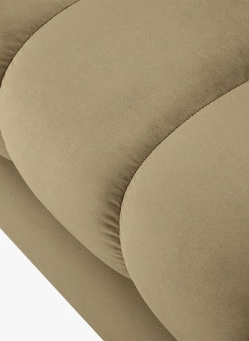 MICADONI Mamaia benk,, 2 seter, rektangulr - beige flyel og svart metall (62x133x41)