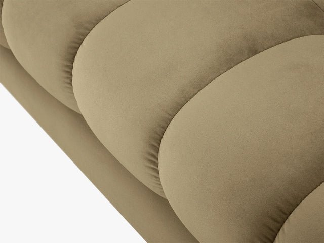 MICADONI Mamaia benk,, 2 seter, rektangulr - beige flyel og svart metall (62x133x41)