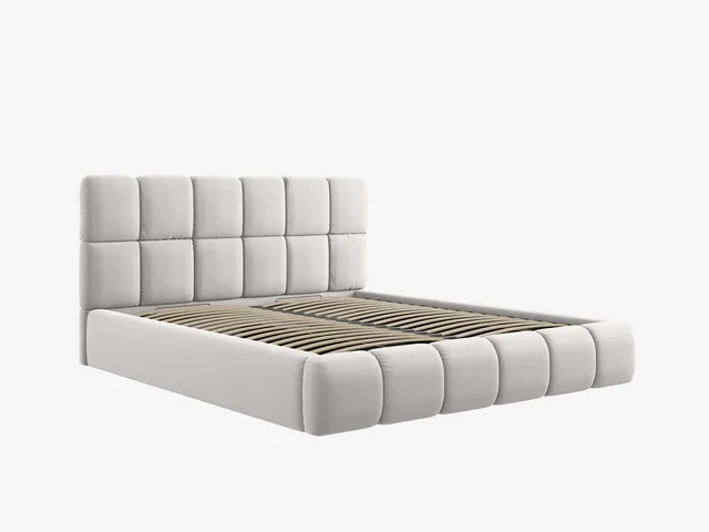 MICADONI Bellis sengeramme, med sengegavl og lameller - slv flyel og svart plast (180x200)