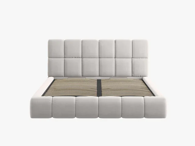 MICADONI Bellis sengeramme, med sengegavl og lameller - slv flyel og svart plast (180x200)