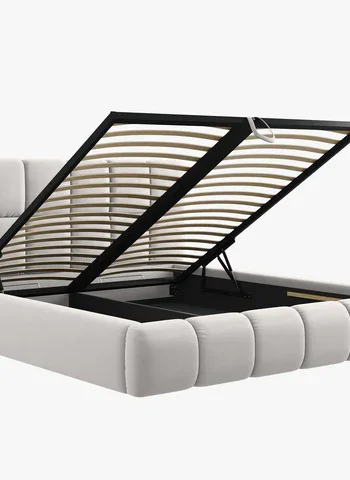 MICADONI Bellis sengeramme, med sengegavl og lameller - slv flyel og svart plast (180x200)