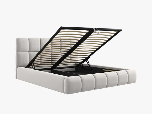 MICADONI Bellis sengeramme, med sengegavl og lameller - slv flyel og svart plast (180x200)