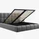 MICADONI Bellis Bettrahmen, mit Kopfteil und Lattenrost - grauer Samt und schwarzer Kunststoff (180x200)