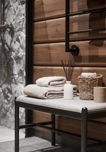 ROWICO rektangulr Milford bnk - gr polyester og sort eg (80x40)