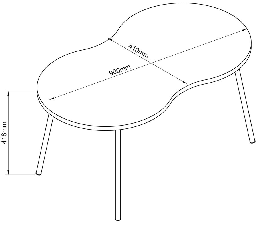 VCM NORDIC Mirola salongbord, med avrundede kanter - svart marmorlook tre (90x41)